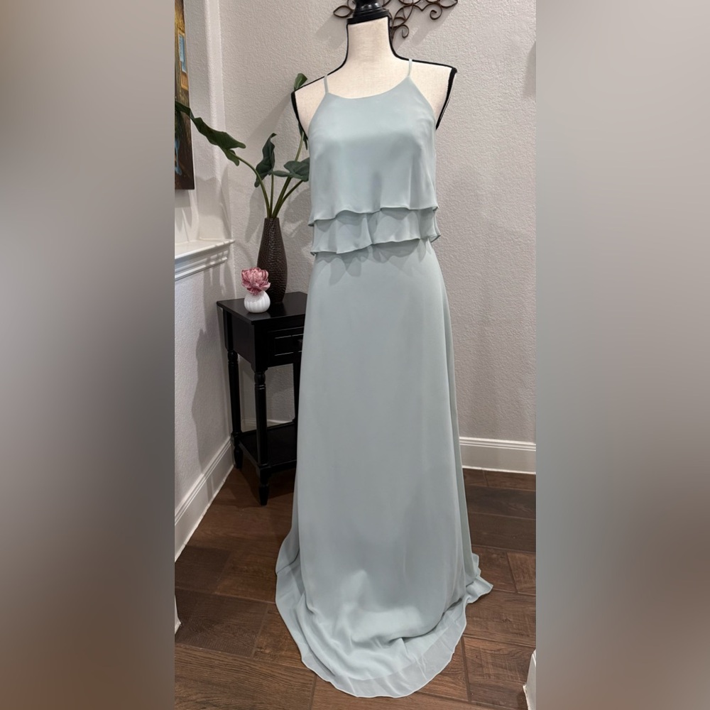 Jenny Yoo Collection, size 12 “Charlie” in color Morning Mist. In GUC.